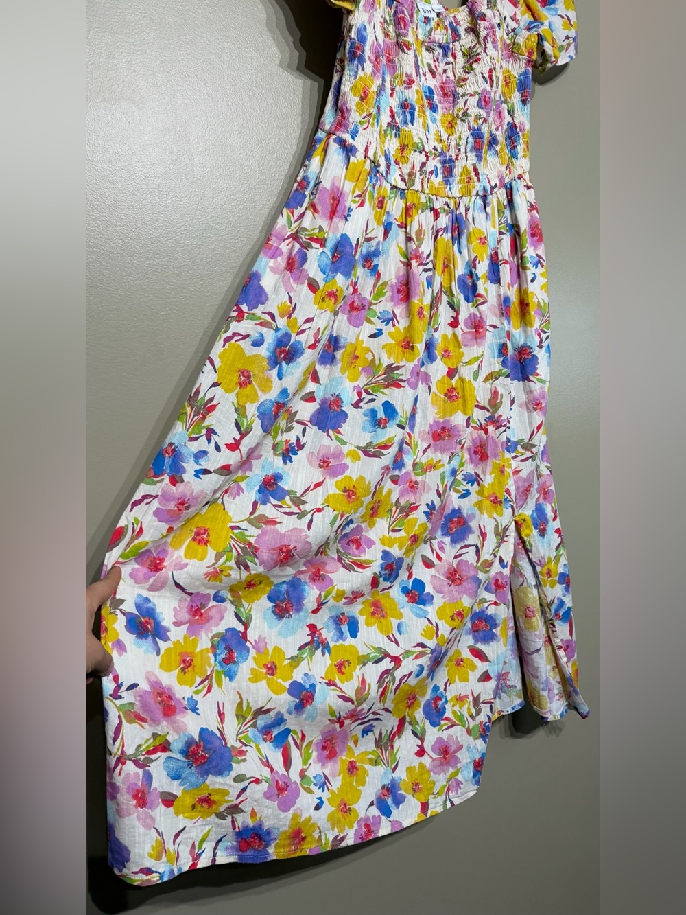 NWT GAP Print Smocked Puff Sleeve Midi Dress - Picture 8 of 13